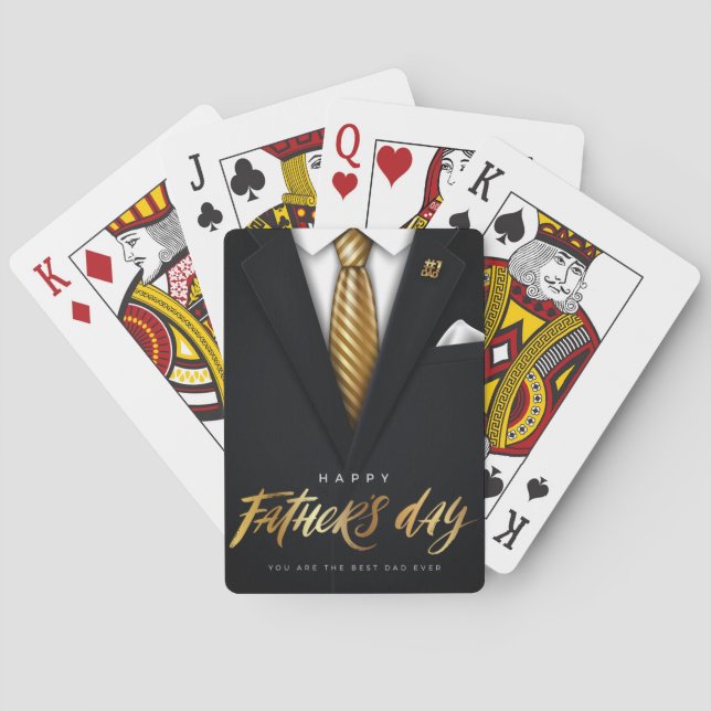 You Are the Best Dad Ever Black Gold Father's Day Playing Cards (Back)