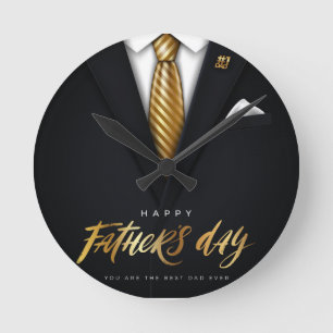 You Are the Best Dad Ever Black Gold Father's Day Round Clock