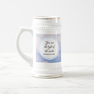 You are the Light of the World Bible Verse Blue Beer Stein