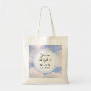 You are the Light of the World Bible Verse Blue Tote Bag