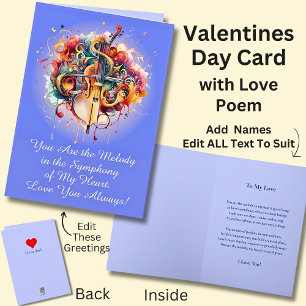 You Are the Melody in My Valentines + Love Poem Card
