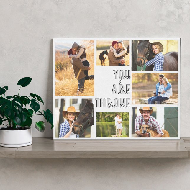 You are the One 7 Photo Collage Grey Marble Canvas Print (Creator Uploaded)