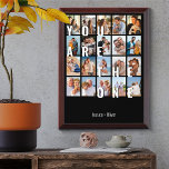 You are the One Photo Collage Modern 20 Picture Award Plaque<br><div class="desc">Romantic photo display gift for your partner - perfect for a wedding anniversary, engagement, marriage proposal prop etc. The design features oversized print which reads "You are the one", displayed as an overlay on your pictures. The photo template is set up for you to add 20 of your favourite photos,...</div>