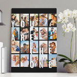 You are the One Romantic 20 Photo Collage Black Canvas Print<br><div class="desc">Romantic photo canvas gift for your partner - perfect for a wedding anniversary gift, engagement, proposal prop etc. The design features oversized print which reads "You are the one", displayed as an overlay on your pictures. The photo template is set up for you to add 20 of your favourite photos,...</div>