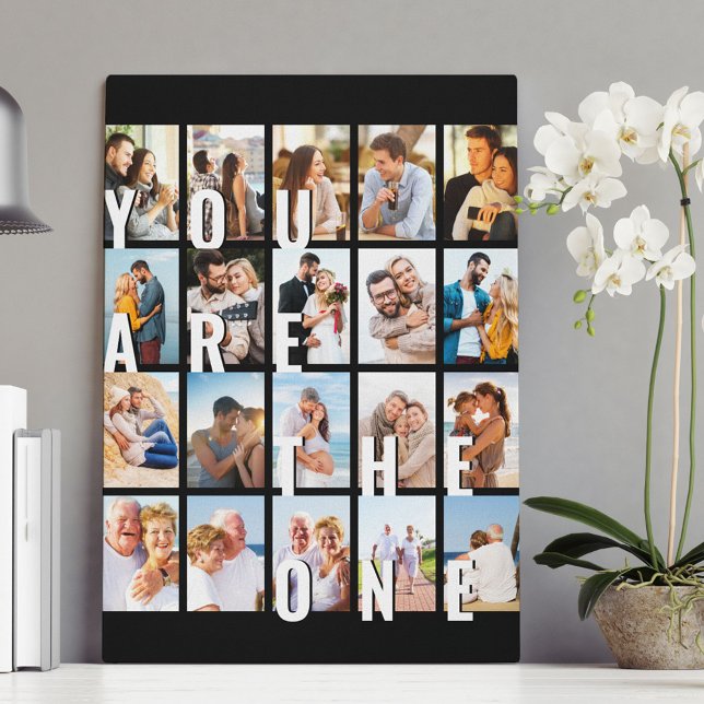 You are the One Romantic 20 Photo Collage Black Canvas Print (Creator Uploaded)