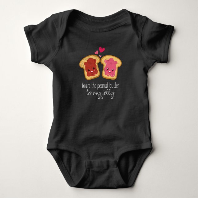 You Are The Peanut Butter To My Jelly Cute Kawaii Baby Bodysuit (Front)