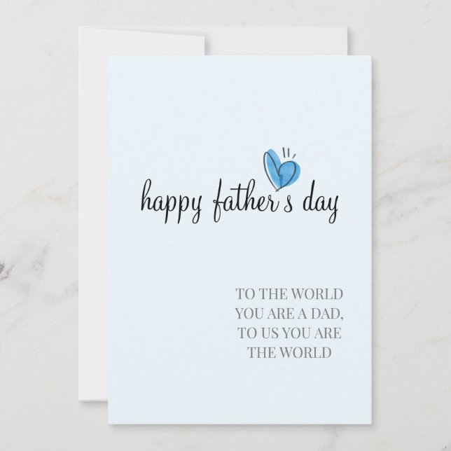You are the world blue heart father's day card (Front)