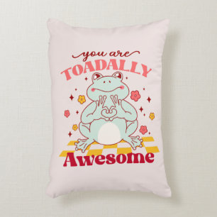 "You Are Toadally Awesome"   Cute Frog Pun Decorative Cushion