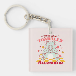 "You Are Toadally Awesome"   Cute Frog Pun Key Ring
