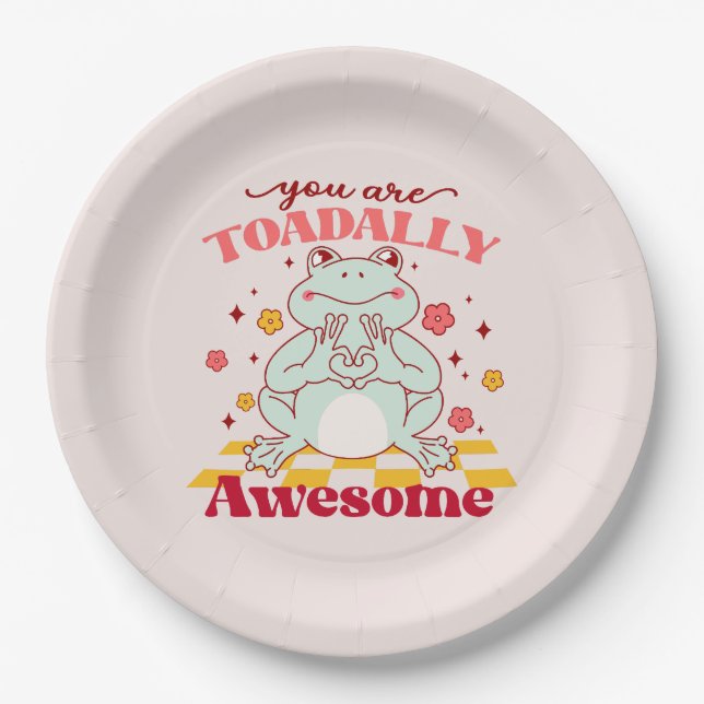 "You Are Toadally Awesome" | Cute Frog Pun Paper Plate (Front)