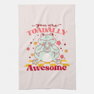 "You Are Toadally Awesome"   Cute Frog Pun Tea Towel