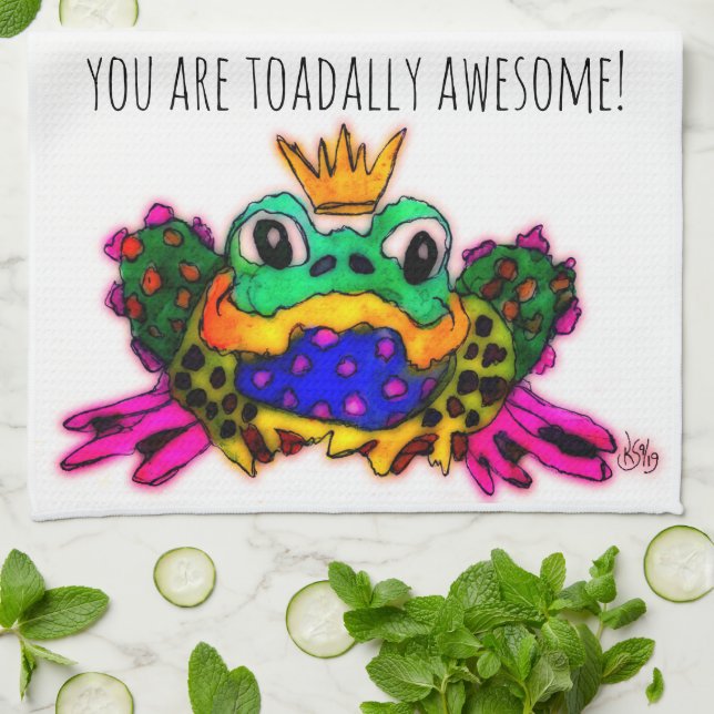 You Are Toadally Awesome Frog 1/2 Fold Tea Towel (Folded)