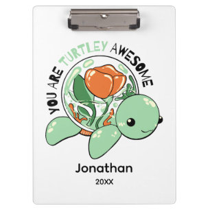 You Are Turtley Awesome Flower Succulent Turtle  Clipboard