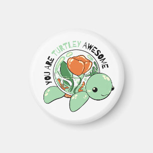You Are Turtley Awesome Flower Succulent Turtle  Magnet