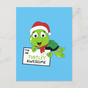You Are Turtley Awesome Funny Turtle Puns Blue Postcard