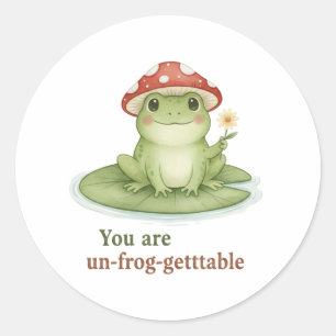 You Are Un-frog-gettable Cottagecore Frog Mushroom Classic Round Sticker