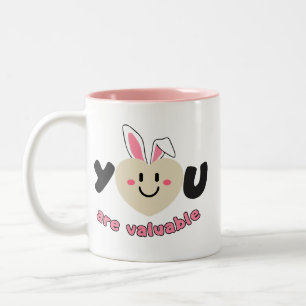 You Are Valuable Motivational Art - Cute Heart Two-Tone Coffee Mug