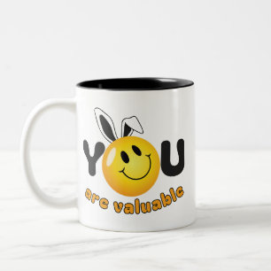 You Are Valuable Motivational Art - Cute Heart Two-Tone Coffee Mug