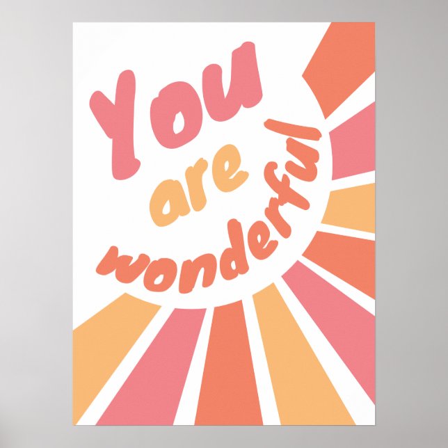 You Are Wonderful positive affirmation poster (Front)