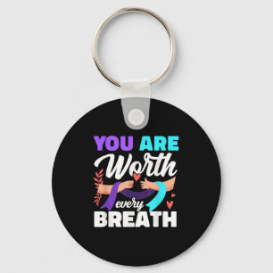 You Are Worth Every Breath Depression Awareness Key Ring