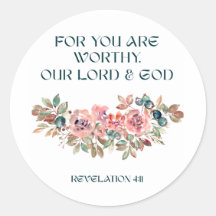 You Are Worthy — Watercolor Floral Round Sticker