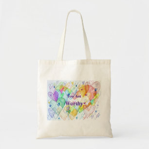 You Art Worthy Hearts Art Tote Bag
