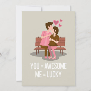 You = Awesome, Me = Lucky – Romantic Forehead Kiss Holiday Card
