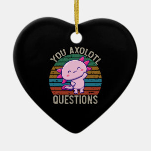 You Axolotl Questions Retro 90s Vintage Sunset Ceramic Tree Decoration