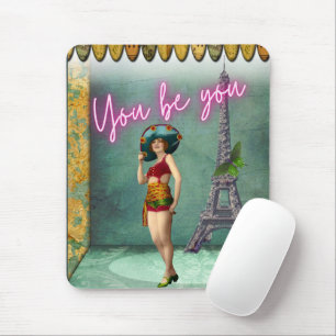 You Be You Empowering Vintage Woman Pop Art Mouse Pad