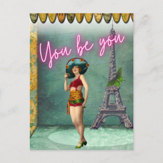 You Be You Empowering Vintage Woman Pop Art   Postcard