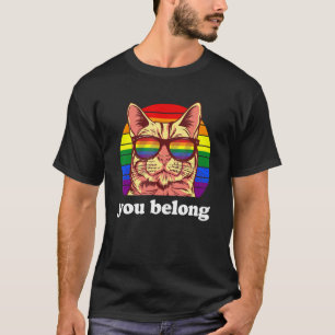 You Belong Lgbtq Pride Month Purride Cat Rainbow S T-Shirt