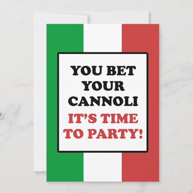 You Bet Your Cannoli It's Time To Party Invite (Front)