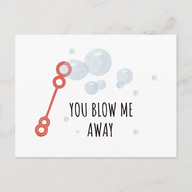 You Blow Me Away Funny Valentine's Day Postcard (Front)