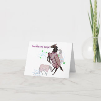 you blow me away horsey card Folded Thank You Card