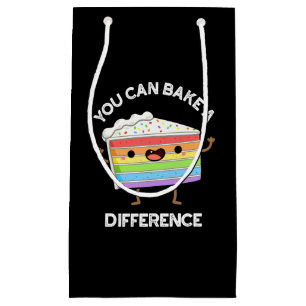 You Can Bake A Difference Funny Cake Pun Dark BG Small Gift Bag