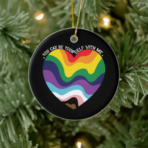 You Can Be Yourself With Me LGBT Transgender Gay  Ceramic Tree Decoration