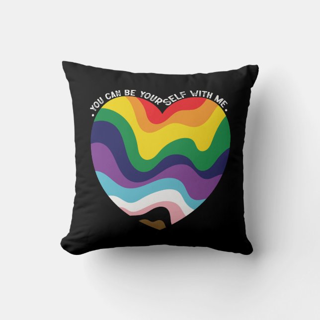 You Can Be Yourself With Me LGBT Transgender Gay  Cushion (Front)