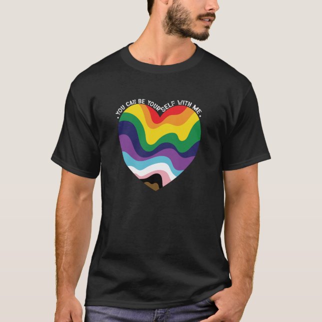 You Can Be Yourself With Me LGBT Transgender Gay  T-Shirt (Front)