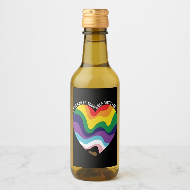 You Can Be Yourself With Me LGBT Transgender Gay  Wine Label (Front)