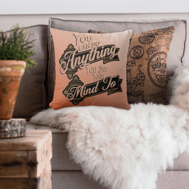 You Can Do Anything Quote Terracotta Pink Cushion (Creator Uploaded)