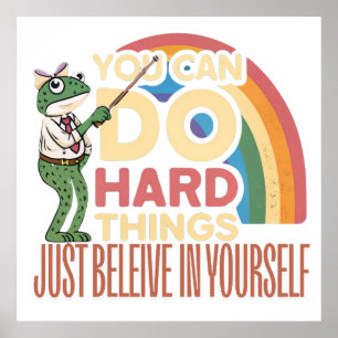 You Can Do Hard Things, Retro Motivation Quote Poster