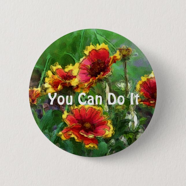 You Can Do It Daisy Flowers Motivational Button (Front)