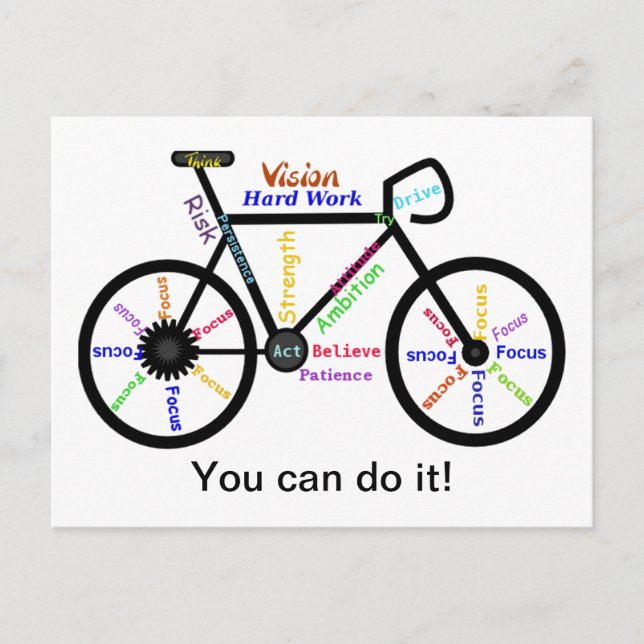 You can do it, Motivational Bike, Bicycle Cycling Postcard (Front)