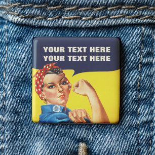 You Can Do It Rosie The Riveter Feminist 15 Cm Square Badge