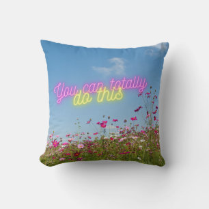 You Can Do This Wildflowers & Neon Cushion