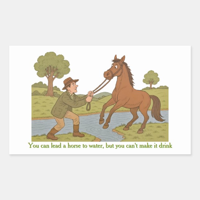 You can lead a horse to water rectangular sticker (Front)