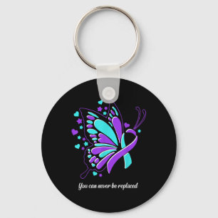 You Can Never Be Replaced Butterfly Ribbon Suicide Key Ring