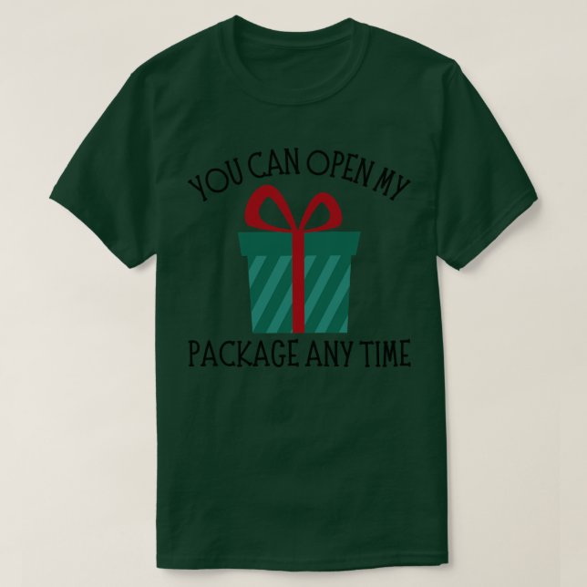 You Can Open My Package Anytime Christmas Humour R T-Shirt (Design Front)