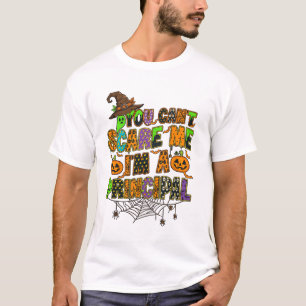 You Can Scare Me Principal Halloween Pumpkin Ghost T-Shirt