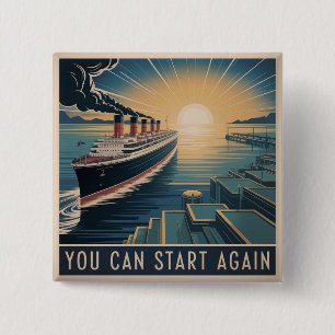 You Can Start Again 15 Cm Square Badge